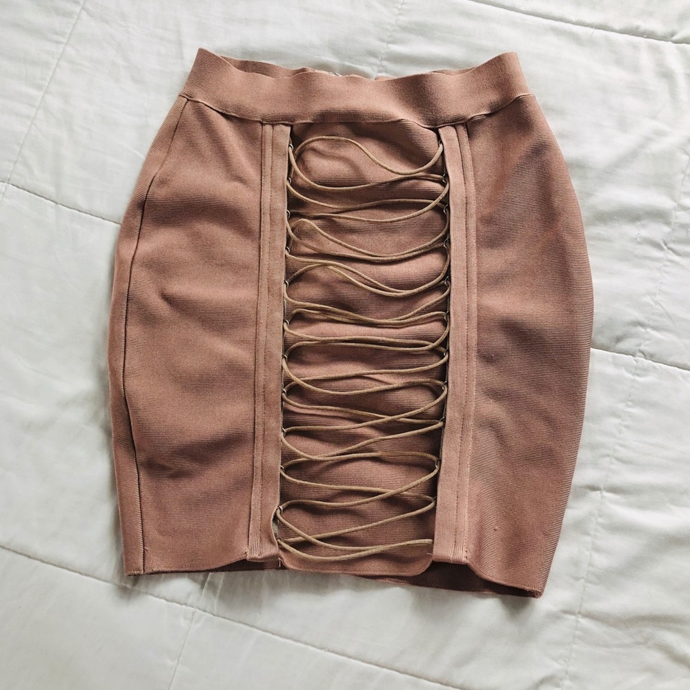Oh Polly Nude Bandage Corset Skirt